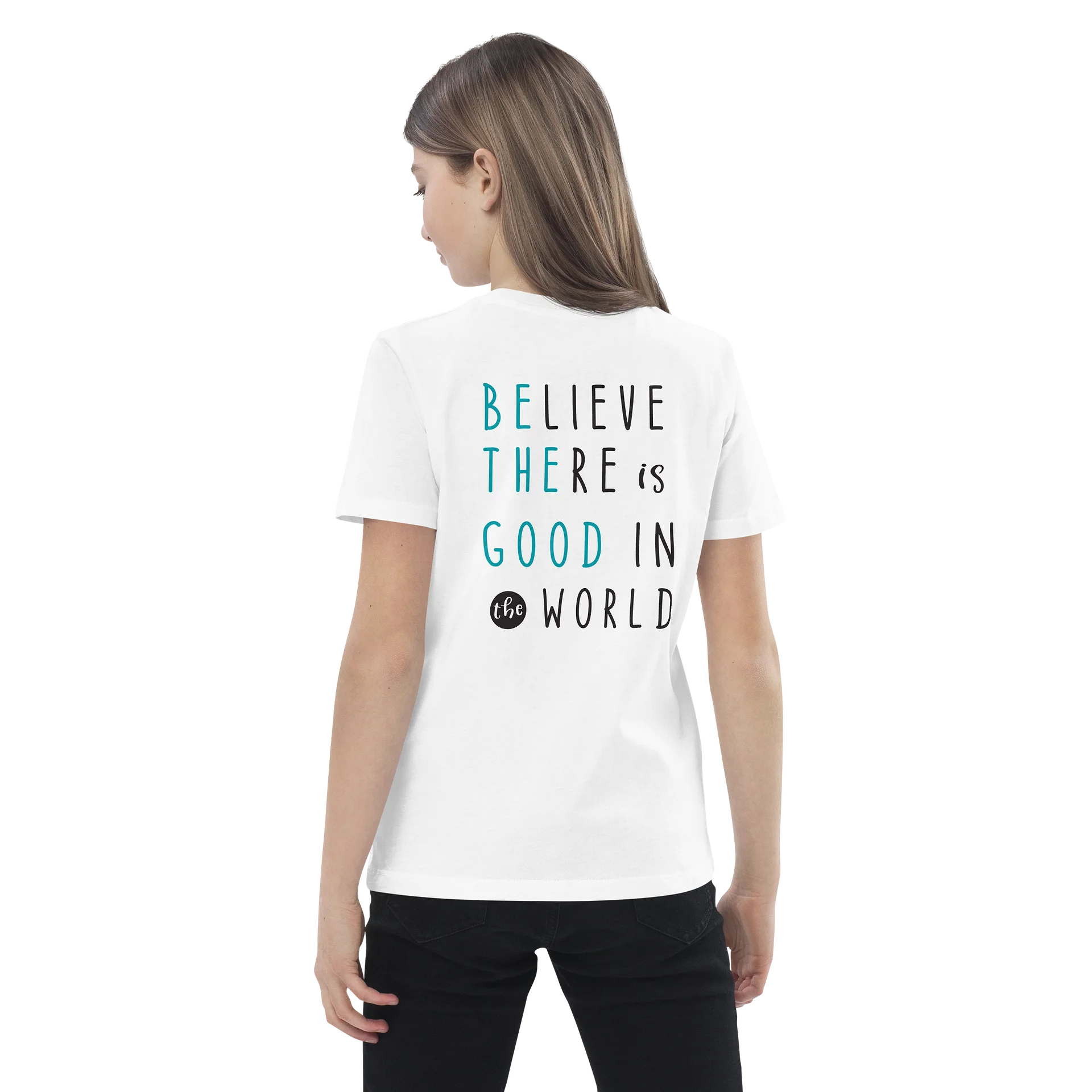 Believe There Is Good in the World Organic Youth T-Shirt | Inspirational Kids Graphic Tee product image (6)