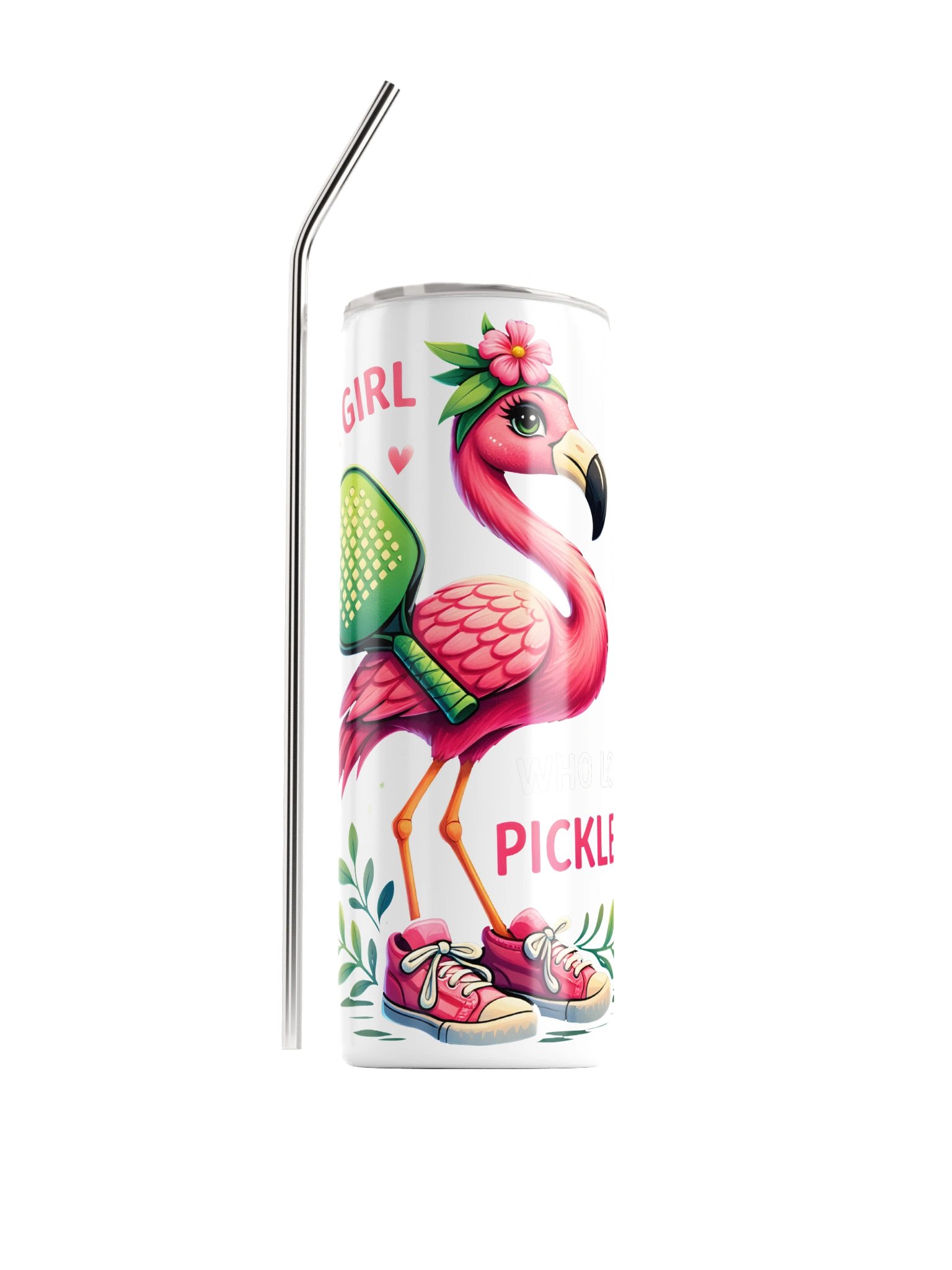 Just a Girl Pickleball Tumbler | Cute Flamingo Pickleball Cup product image (1)