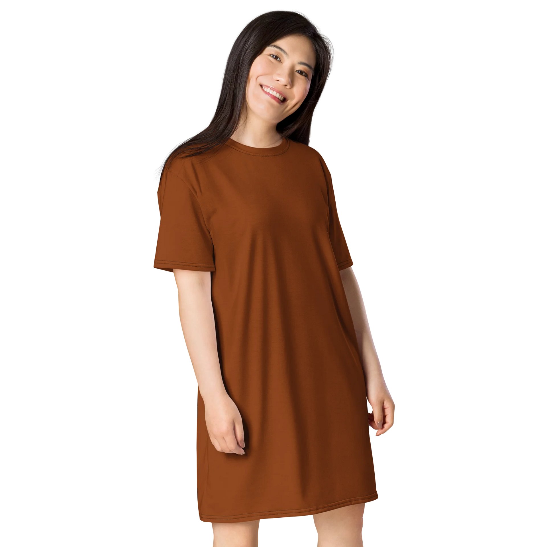 Saddle Brown Oversized T-Shirt Dress | Stretchy Fabric | Casual or Formal Style | Sizes 2XS-6XL | Exclusive Design product image (4)