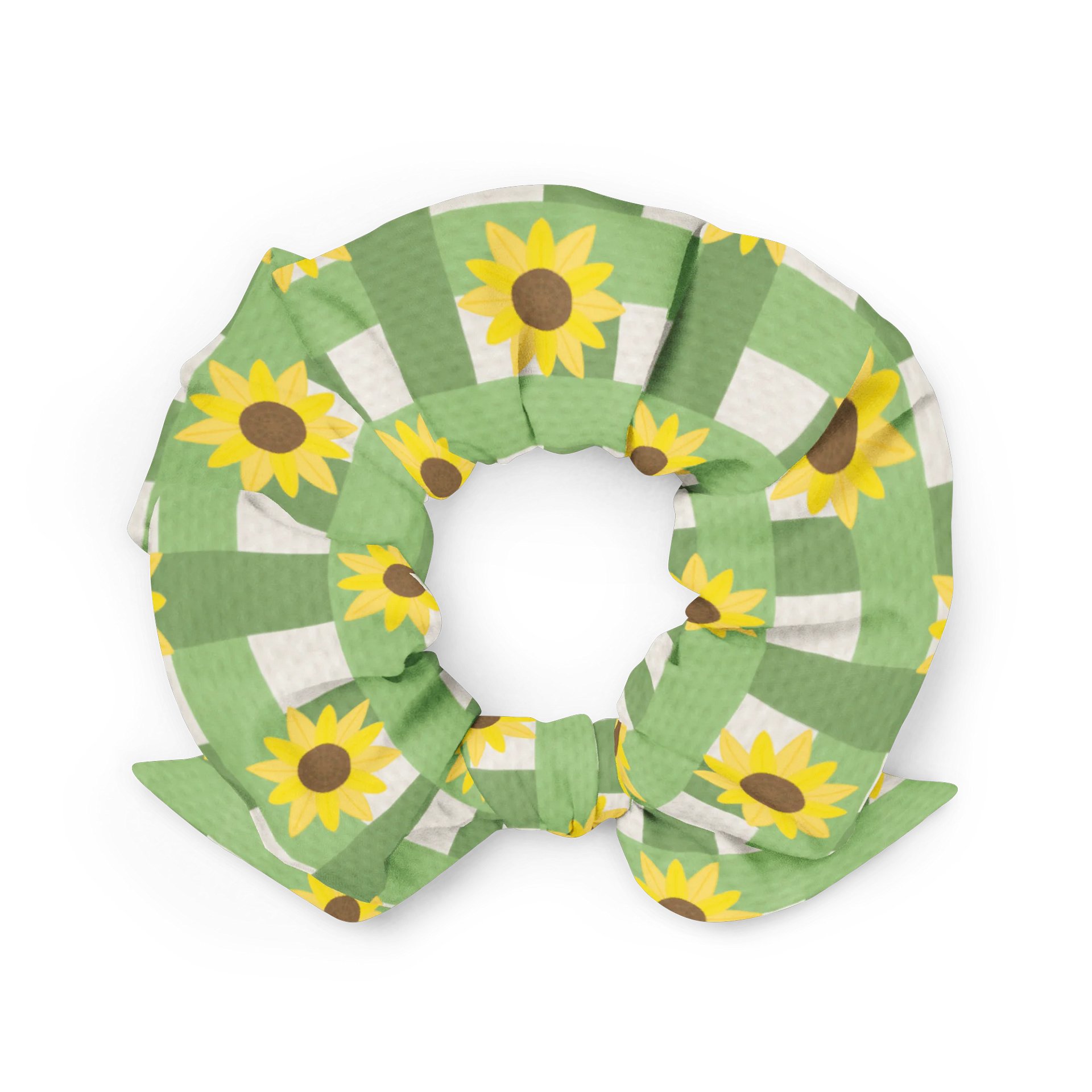 Sunflower Gingham Pattern- Green Background Scrunchie product image (3)