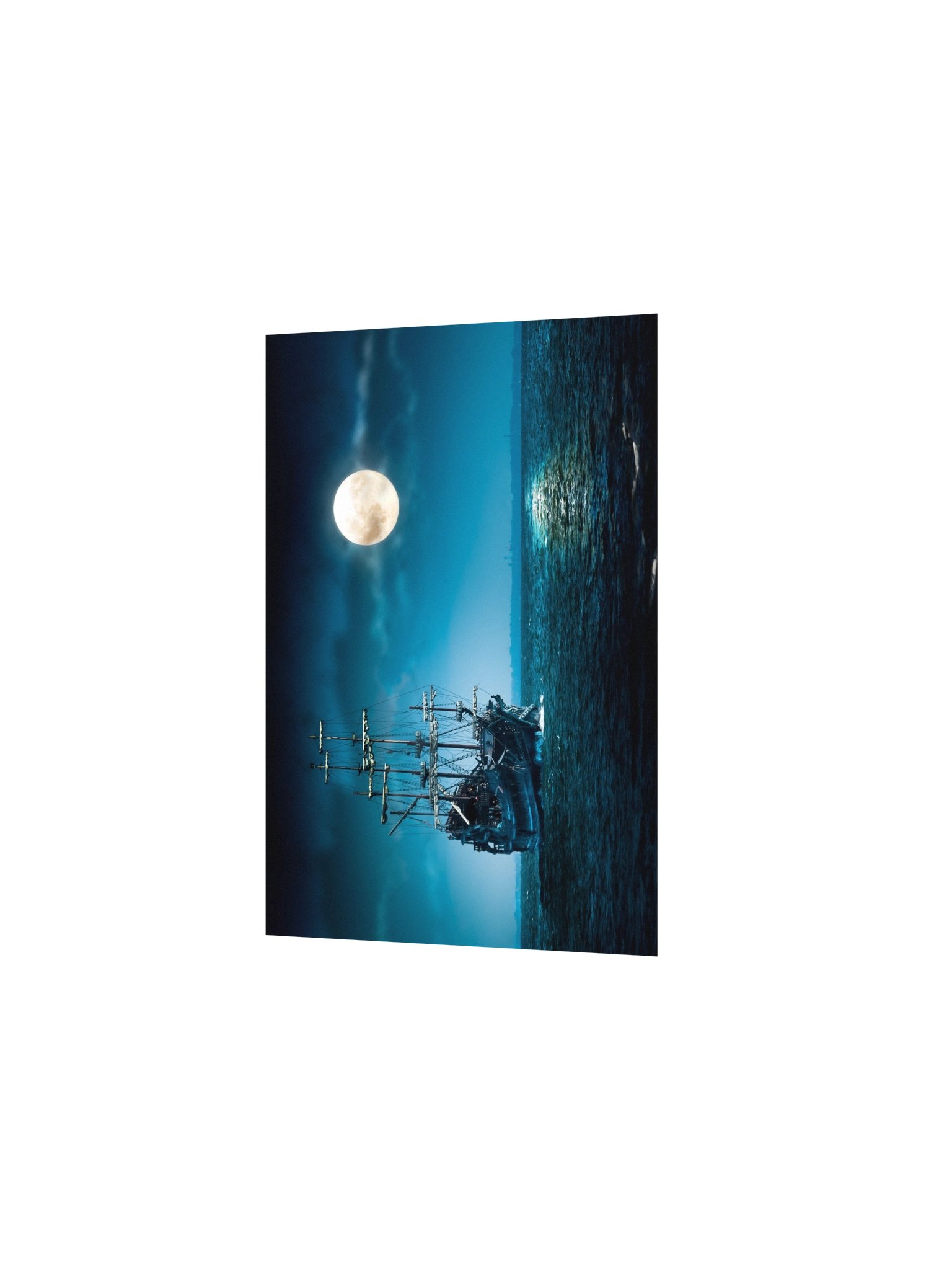 Pirate Ship Full Moon Art Print Flying Dutchman Ghost Ship Wall Art product image (3)
