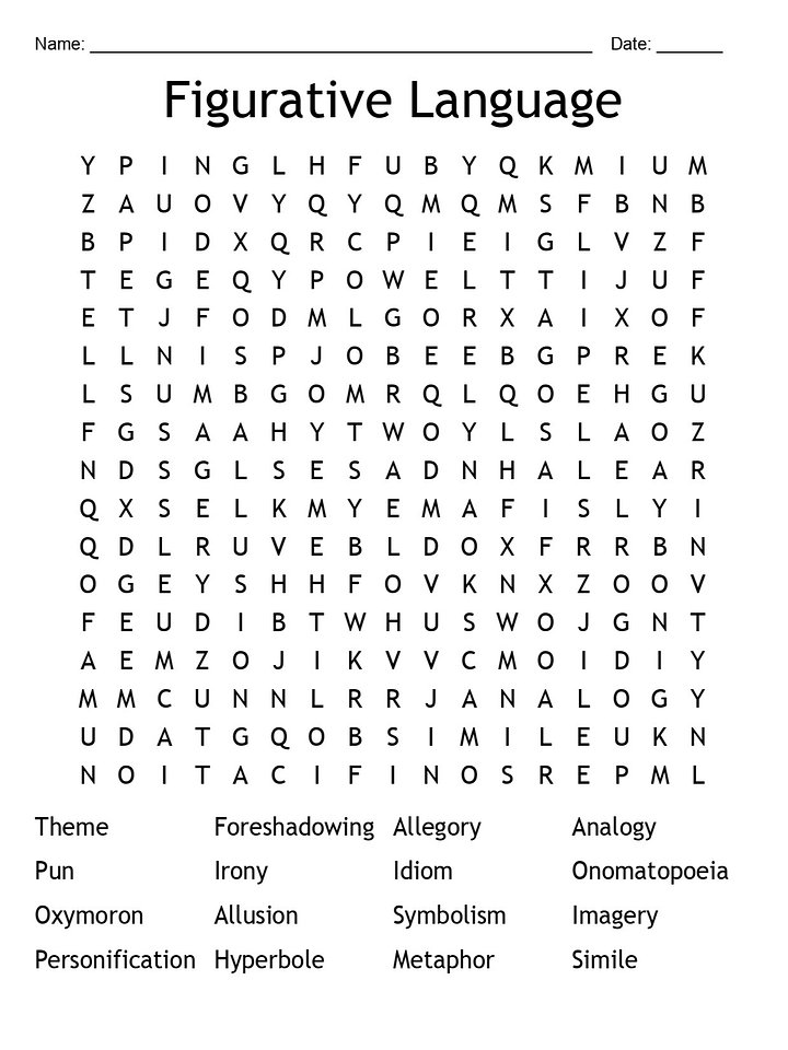 Printable Figurative Language Word Search – 16 Key Terms! product image (1)