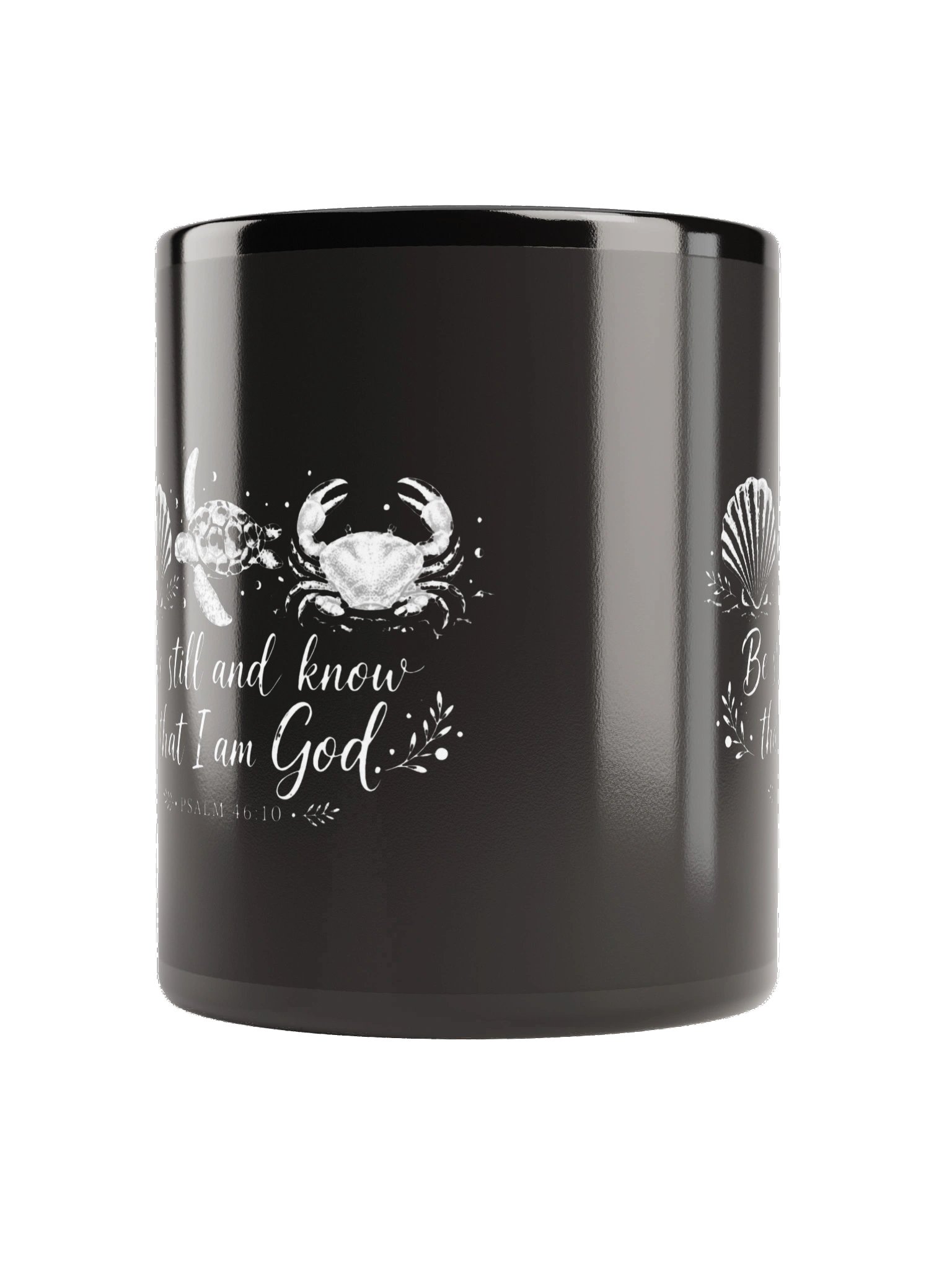 Be Still and Know That I Am God Christian Coffee Mug | Psalm 46:10 Coastal Seashell Turtle & Crab Faith Mug | Kingdom Life Co. product image (3)