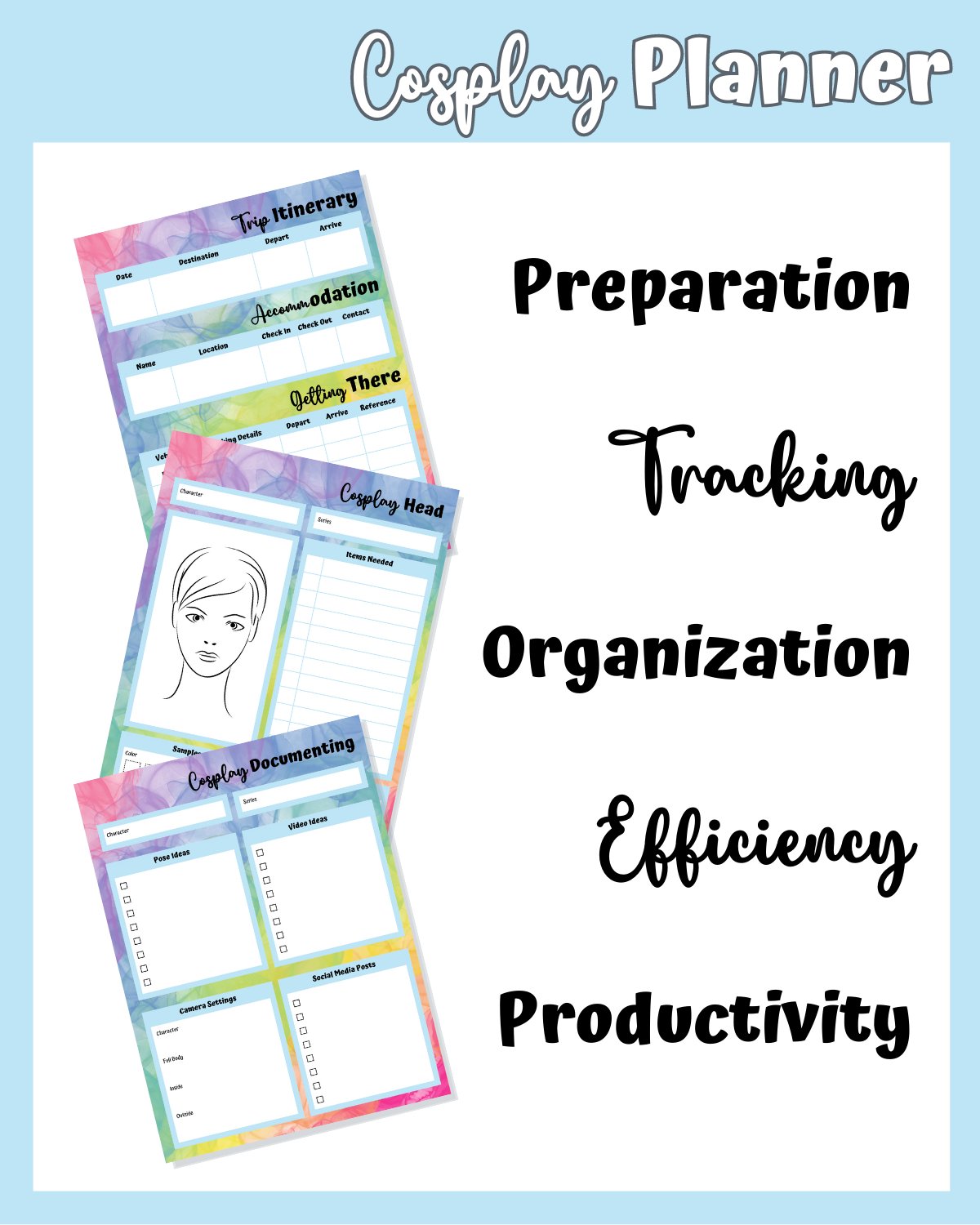 Blue Cosplay Planner Printable product image (4)
