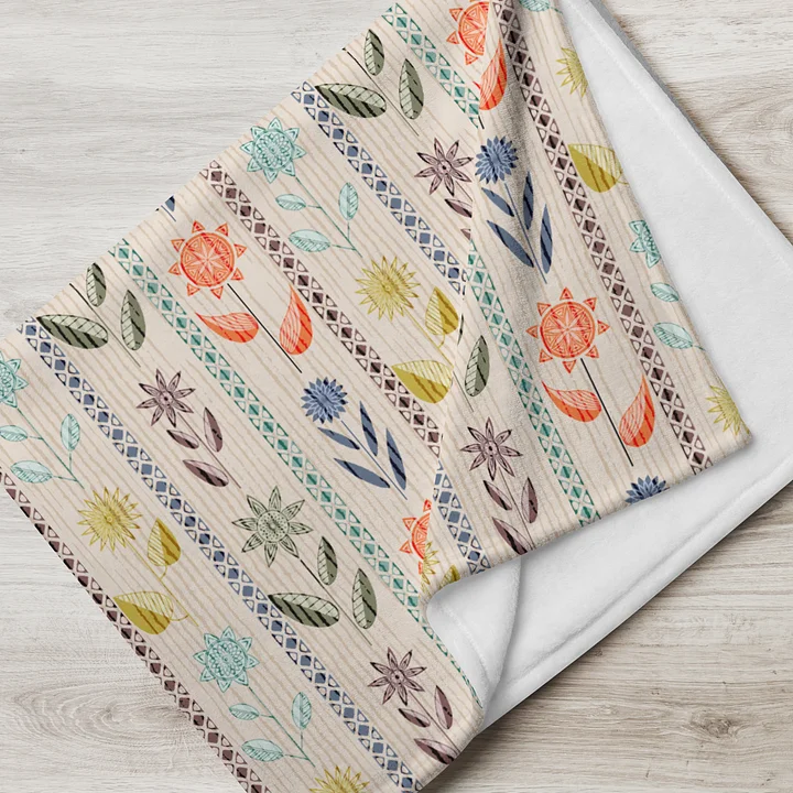 Geometric Flowers and Leaves Nature Throw Blanket product image (2)