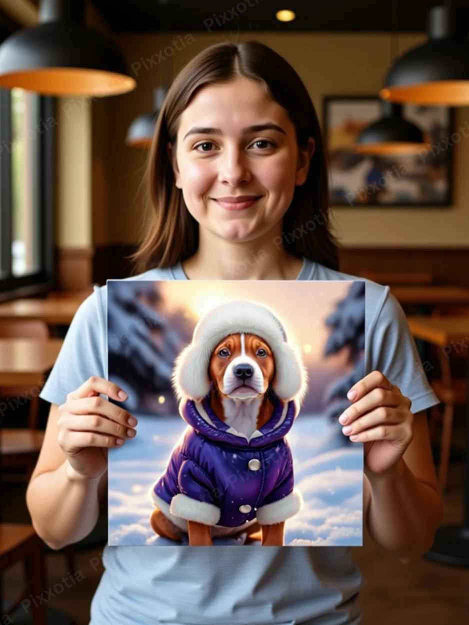 Custom Pet Portrait in Winter Coat – Dog or Cat Royal Digital Art from Photo product image (1)
