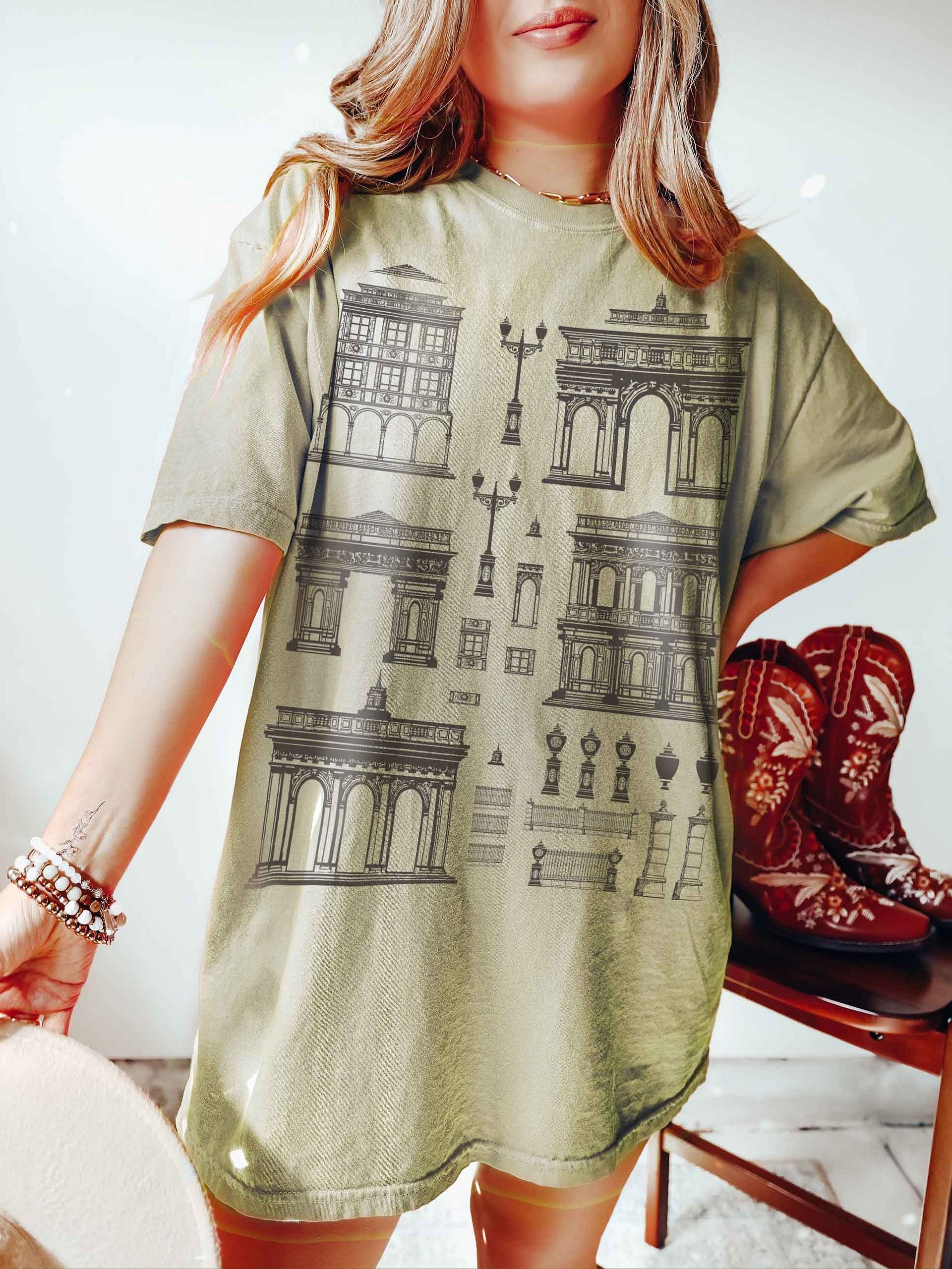 Dark Academia Architecture Shirt – Vintage European Buildings Graphic Tee - Dark Academia product image (2)