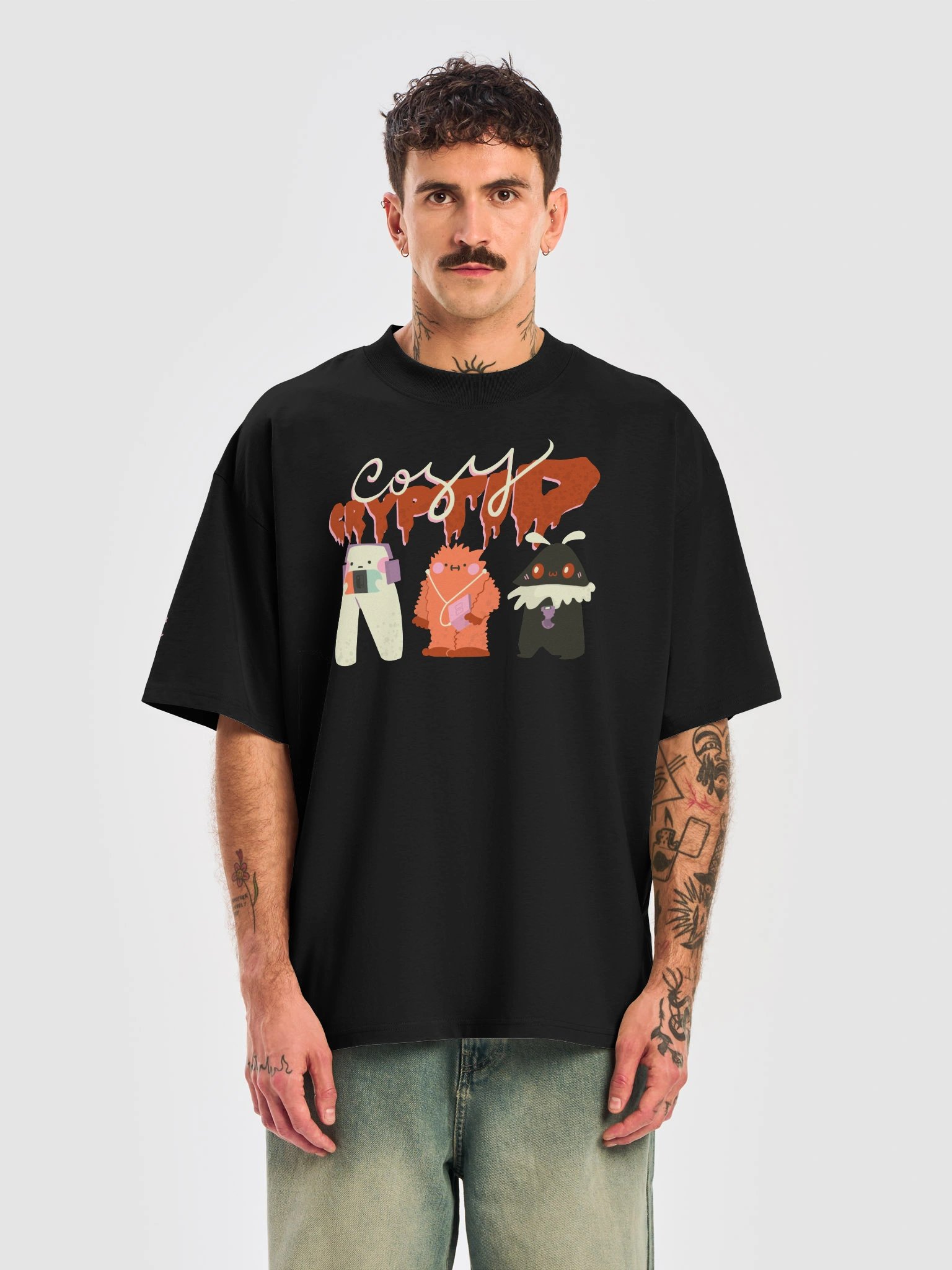 "Cozy Cryptid" Print Oversized T-shirt product image (5)