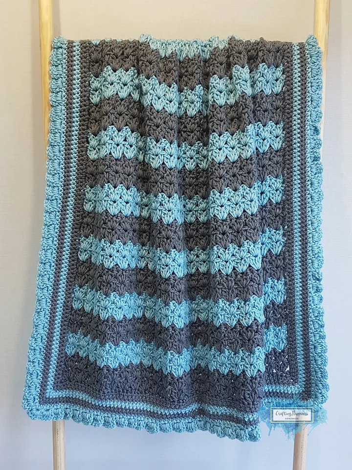 Stripes & Ruffles Baby Blanket Crochet Pattern By Crafting Happiness product image (1)