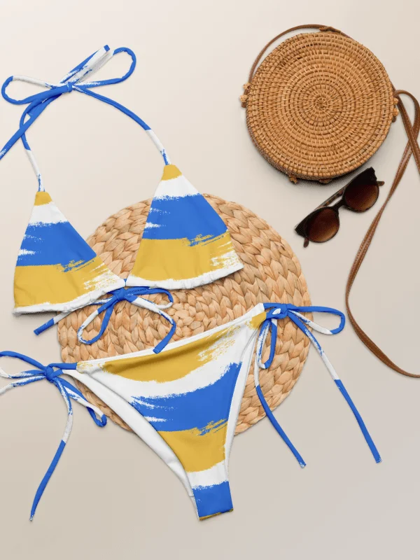 Wavy Blue & Yellow Abstract String Bikini product image (9)