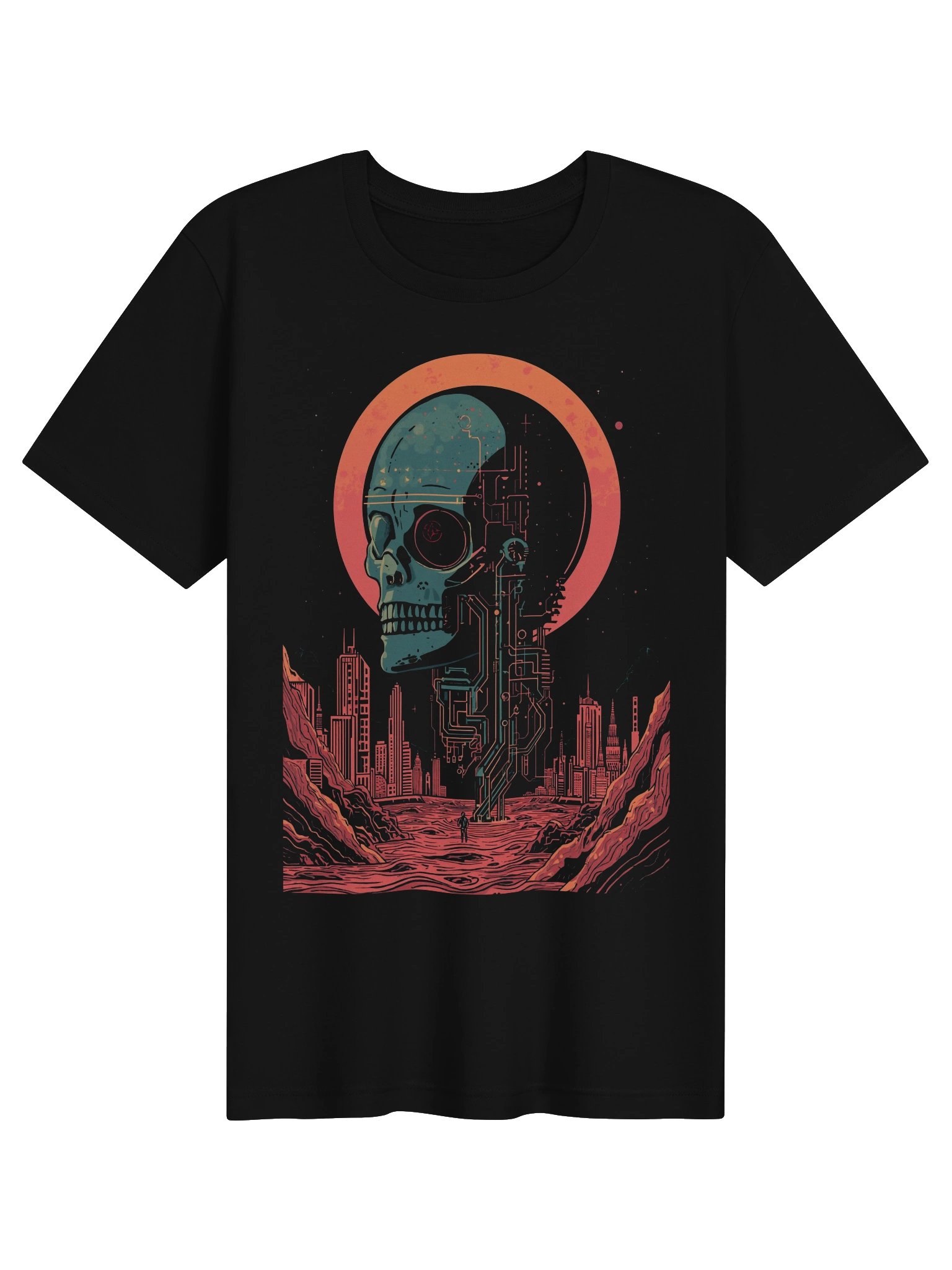 Retro Futuristic Skull City Lightweight T-Shirt product image (1)