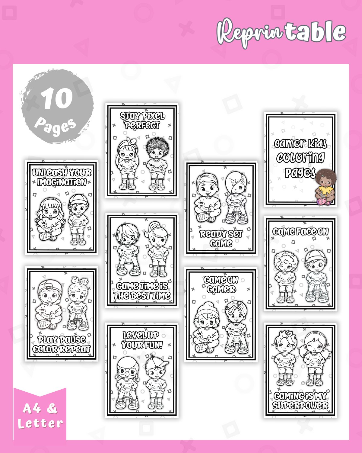 Level Up Your Imagination - Gamer Kids Coloring Pages product image (2)