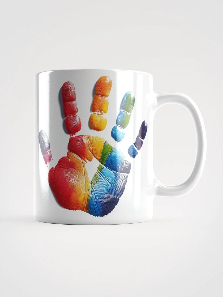 Rainbow Hand Print #Stylish Glossy White Mug product image (1)