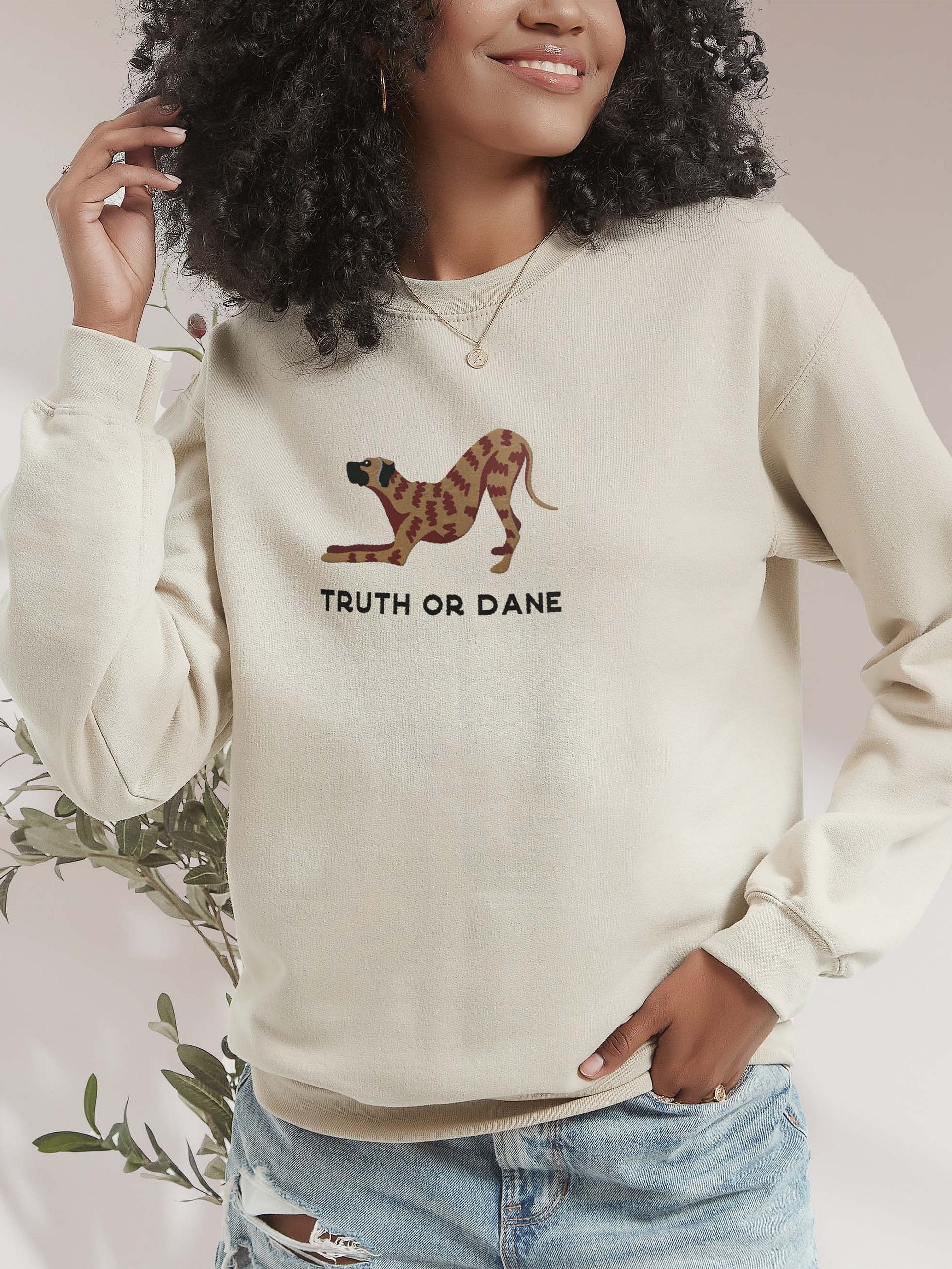 Truth or Dane Sweatshirt (Embroidered) of a Great Dane(Brindle) product image (2)