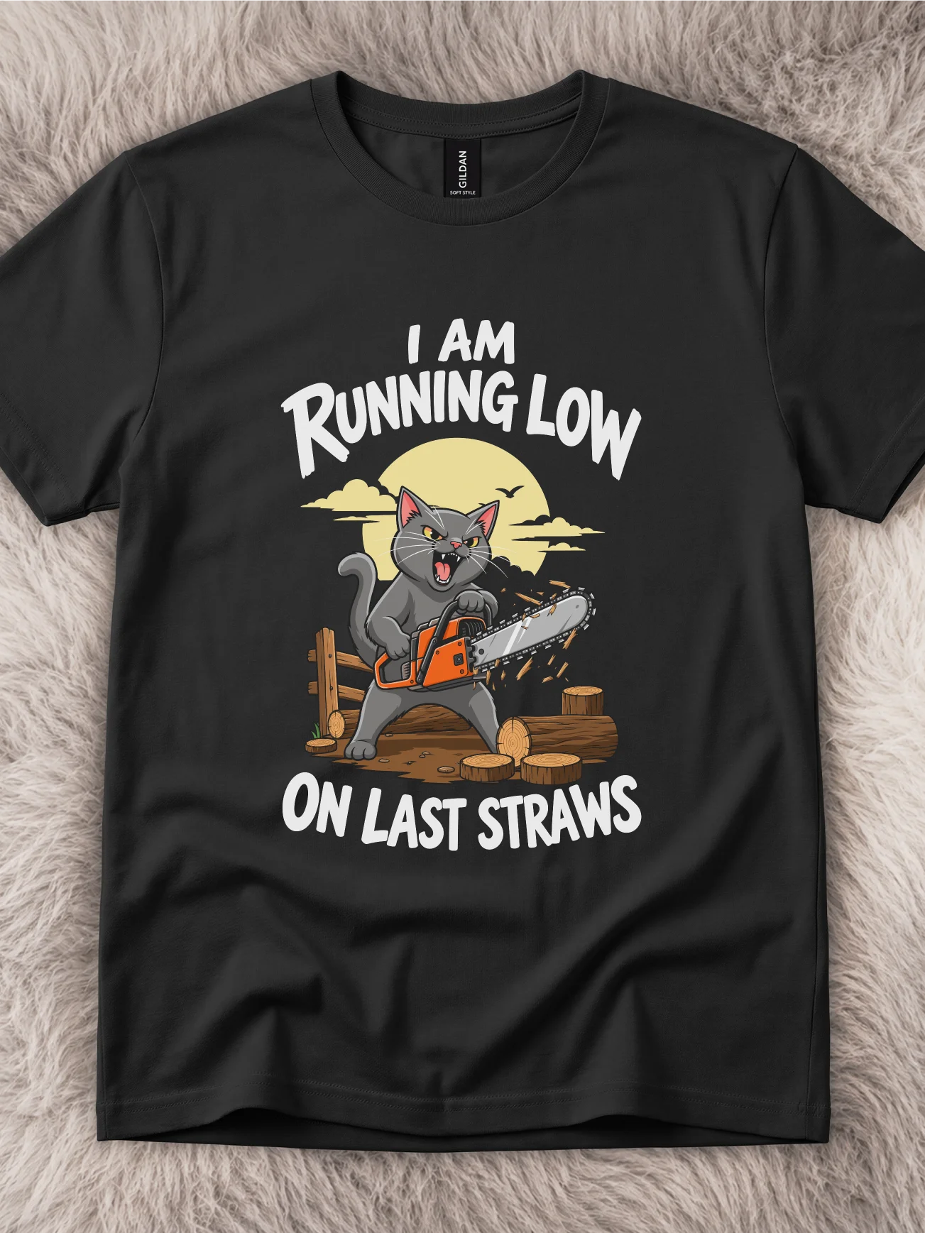 I Am Running Low On Last Straw Gray Cat Shirt product image (1)