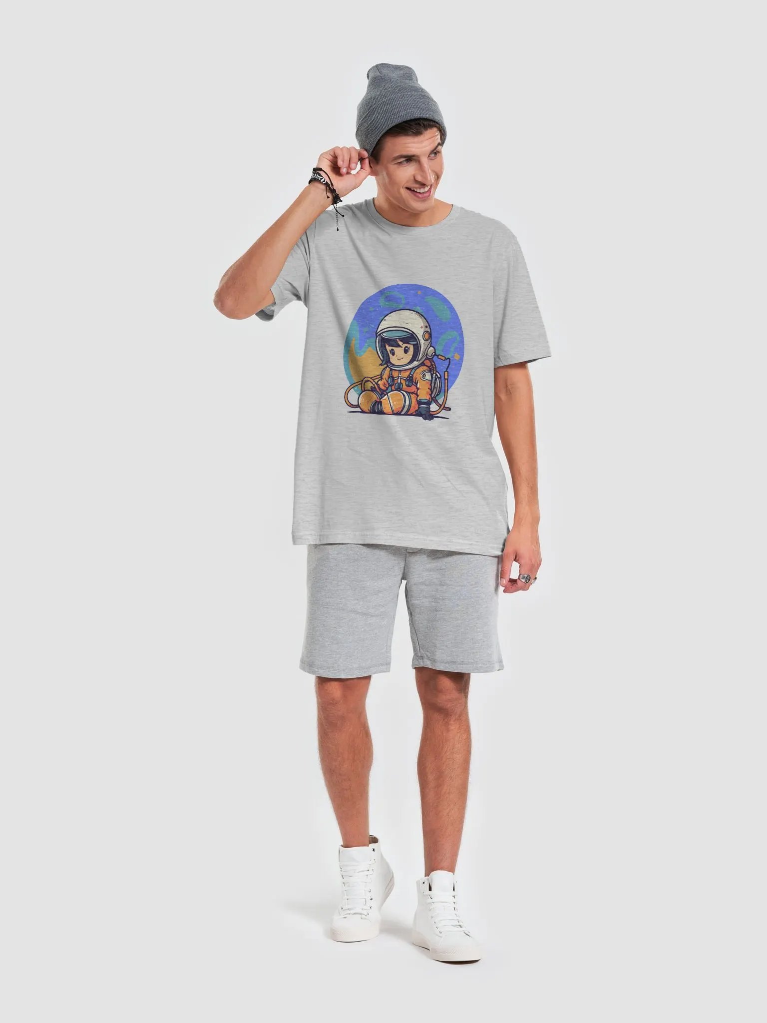 Starry Space Smiles Astronaut T-Shirt product image (6)