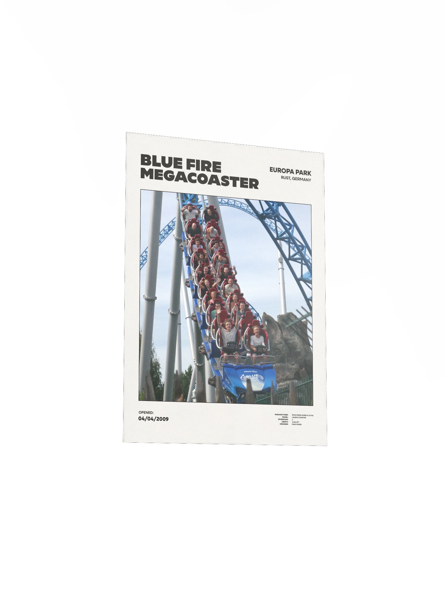 Blue Fire Megacoaster Drop Premium Poster product image (3)