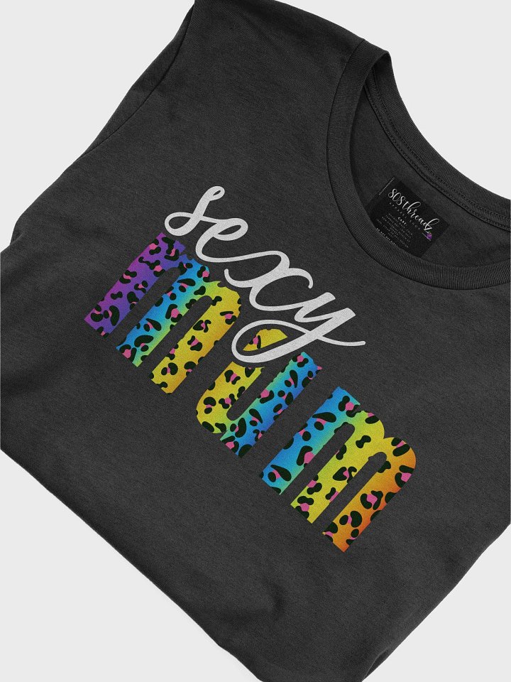 Sexy Mum T-Shirt; White with Bright Rainbow Leopard Pattern product image (1)