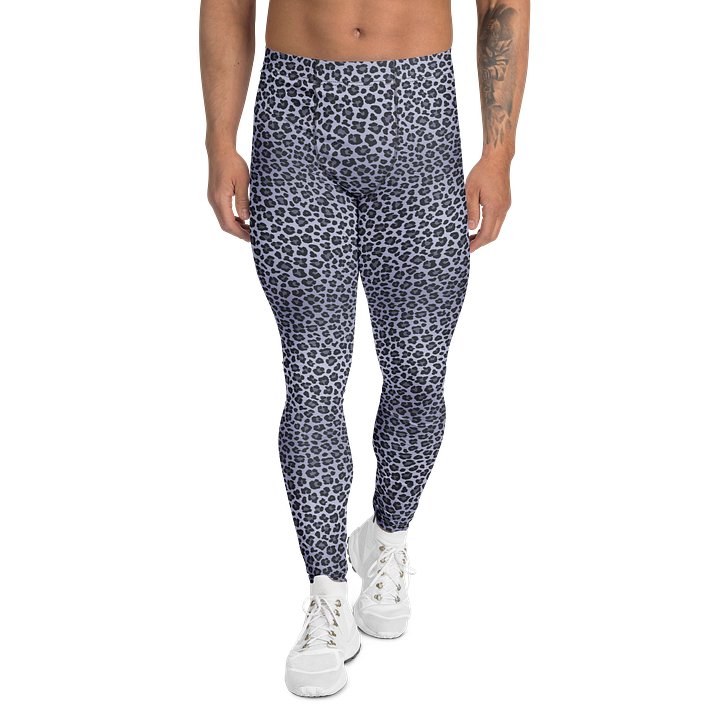 Bold Dark Gray Leopard Pattern Men's Leggings product image (1)