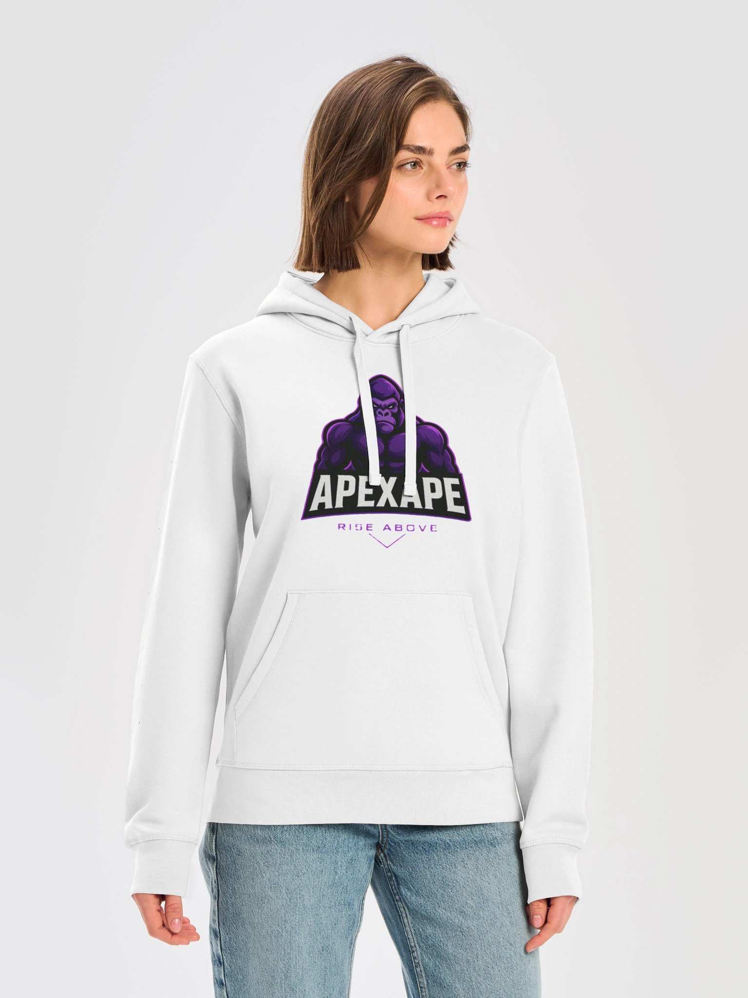 ApexApe “Rise Above” White Signature Hoodie product image (5)