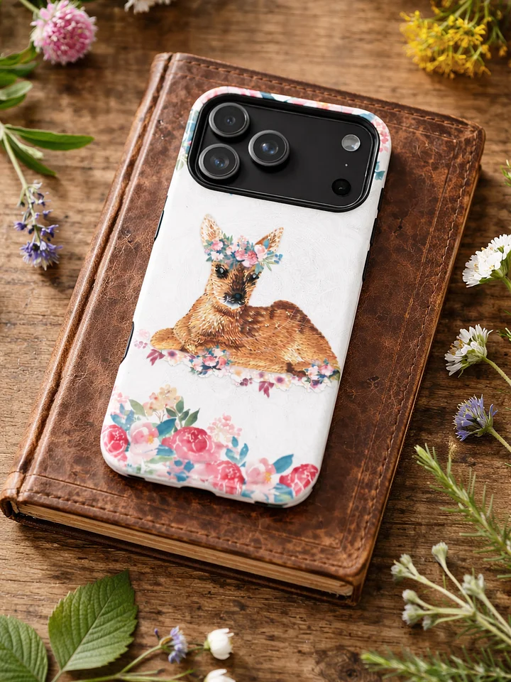 FAWN WITH WATERCOLOR FLOWERS MagSafe® Tough Case product image (1)