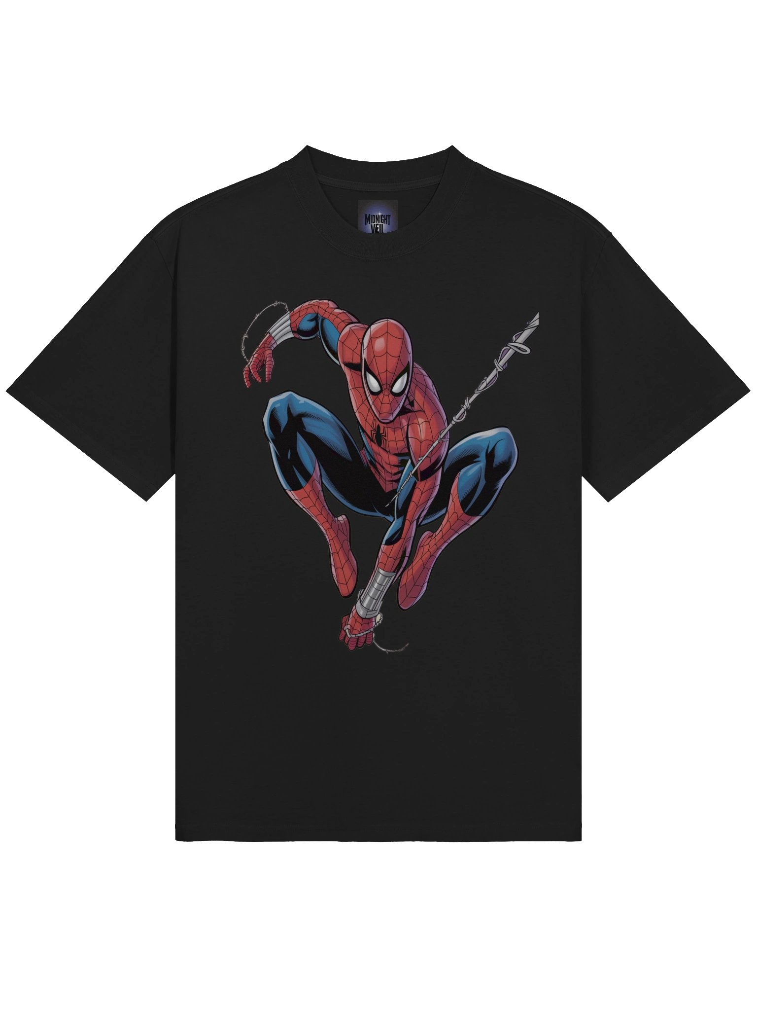 Spider-Man Web Shadow Swing Oversized Faded T-Shirt product image (5)