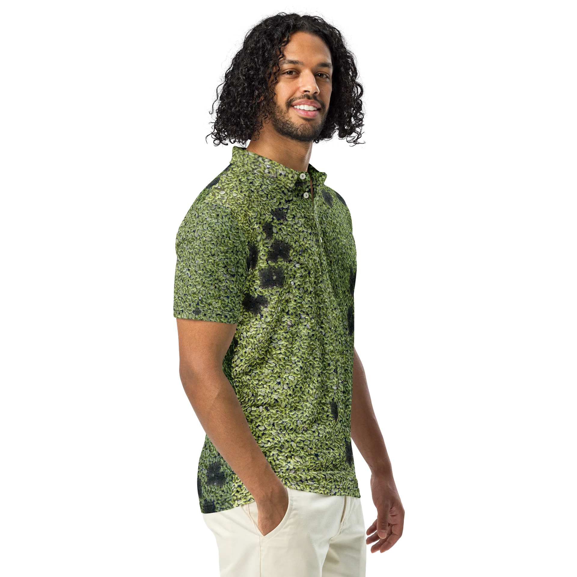 Verdant Life Men's All-Over Print Tropical Foliage Slim Fit Polo Shirt product image (1)