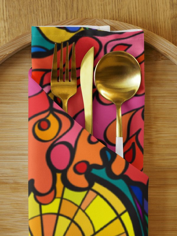 Swirling Spectrum Cloth Napkin Set (4) – Colorful Marine Life product image (2)