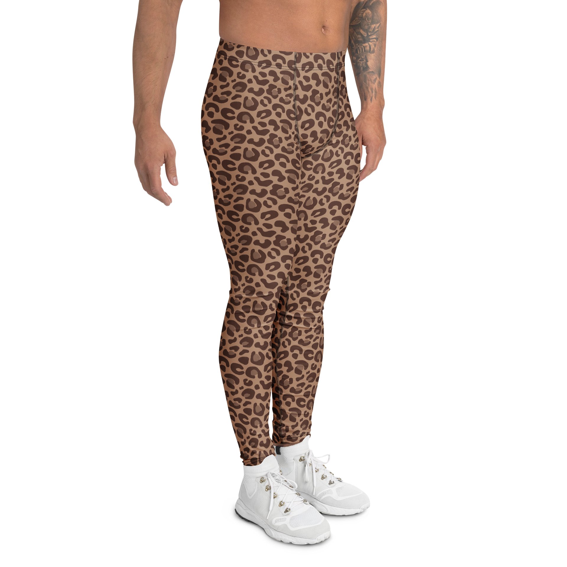 Bold Brown Leopard Skin Men's Workout Leggings product image (3)