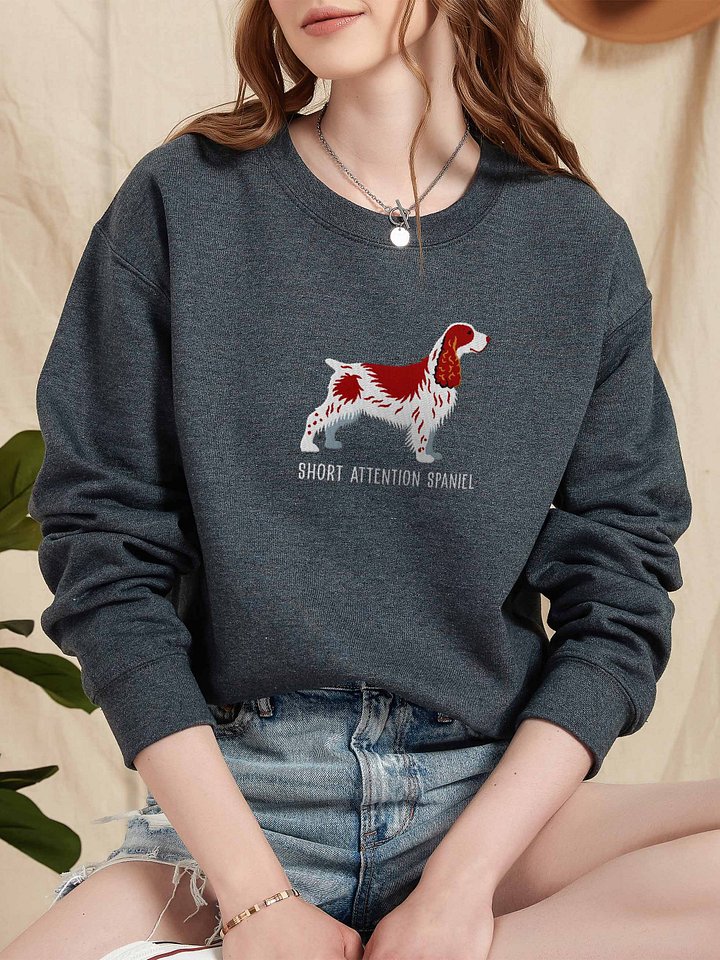 Short Attention Spaniel Sweatshirt (Embroidered) of a Field Spaniel(Liver & White) product image (2)