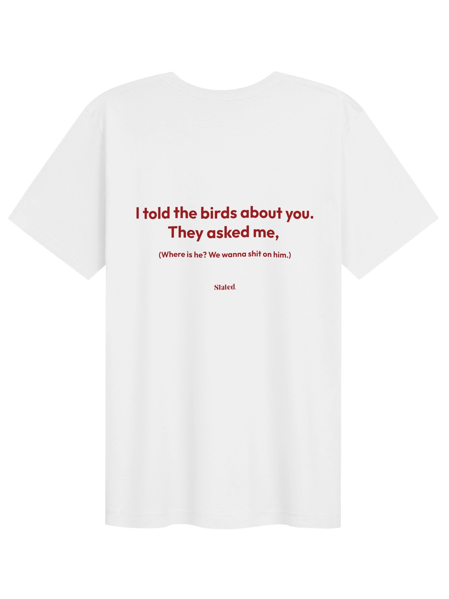 I told the birds about you. They asked me, (Where is he? We wanna shit on him.) product image (1)