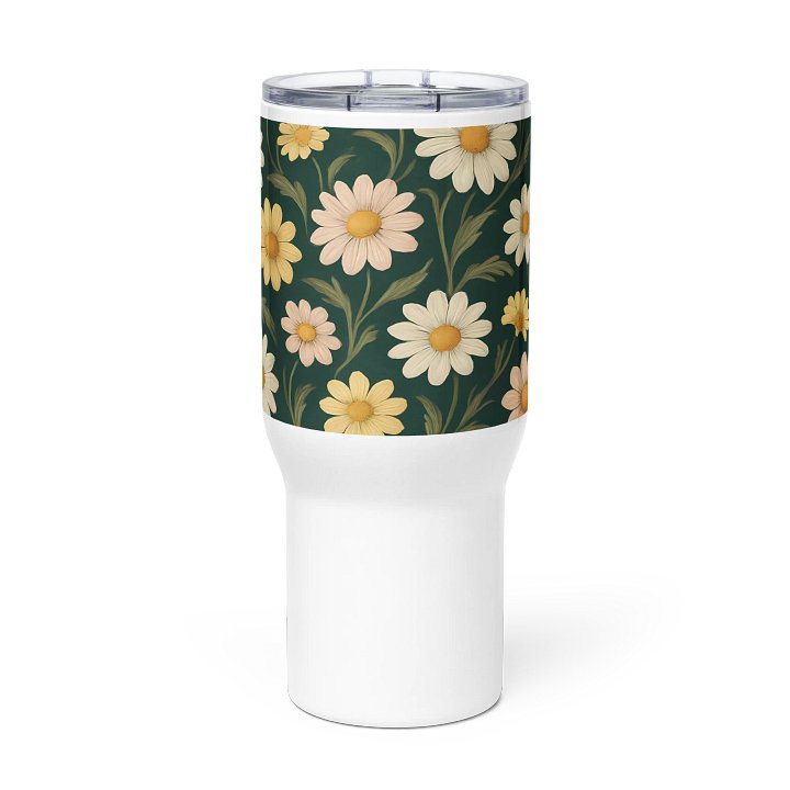 Daisy Bloom Travel Mug with Handle – 25oz / 40oz Floral Coffee Tumbler product image (2)