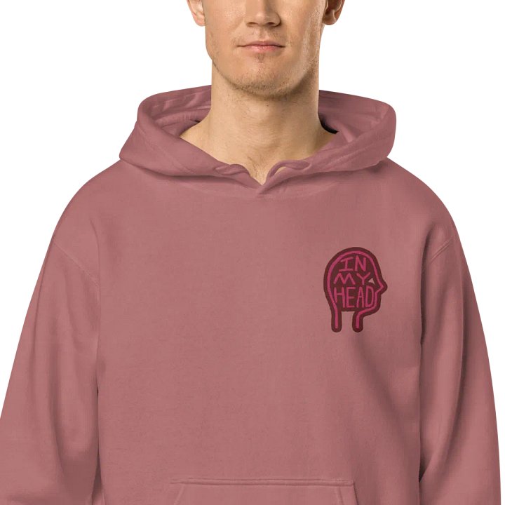 In My Head (L.C. rose design) embroidered pigment hoodie product image (1)