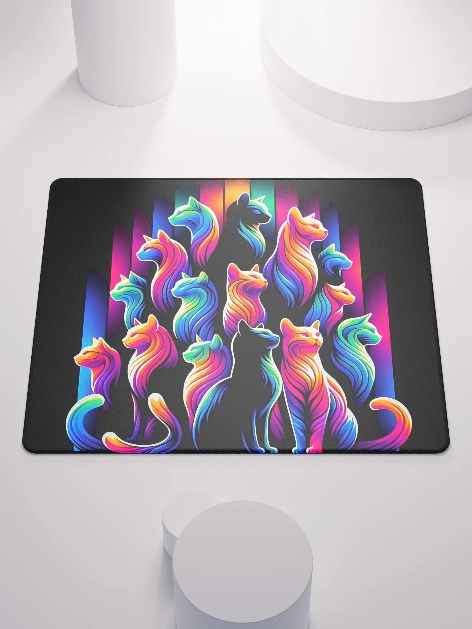 Gaming Mouse Pad: Colourful Cat Pyramid product image (1)