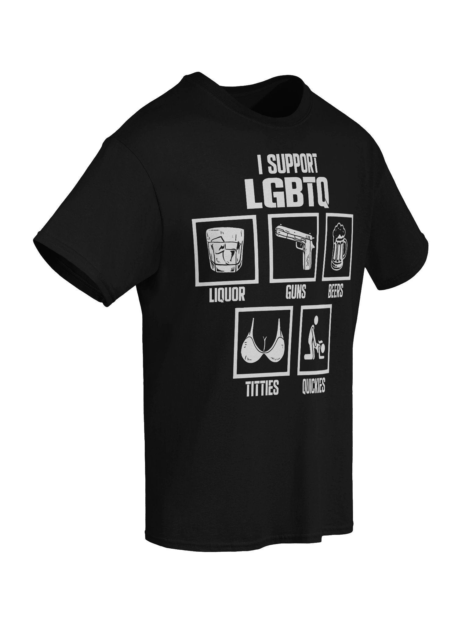 I Support LGBTQ Liquor Guns Beer Titties Quickies Shirt product image (8)
