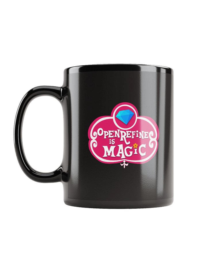OpenRefine Mug - Black with OpenRefine is Magic logo product image (2)