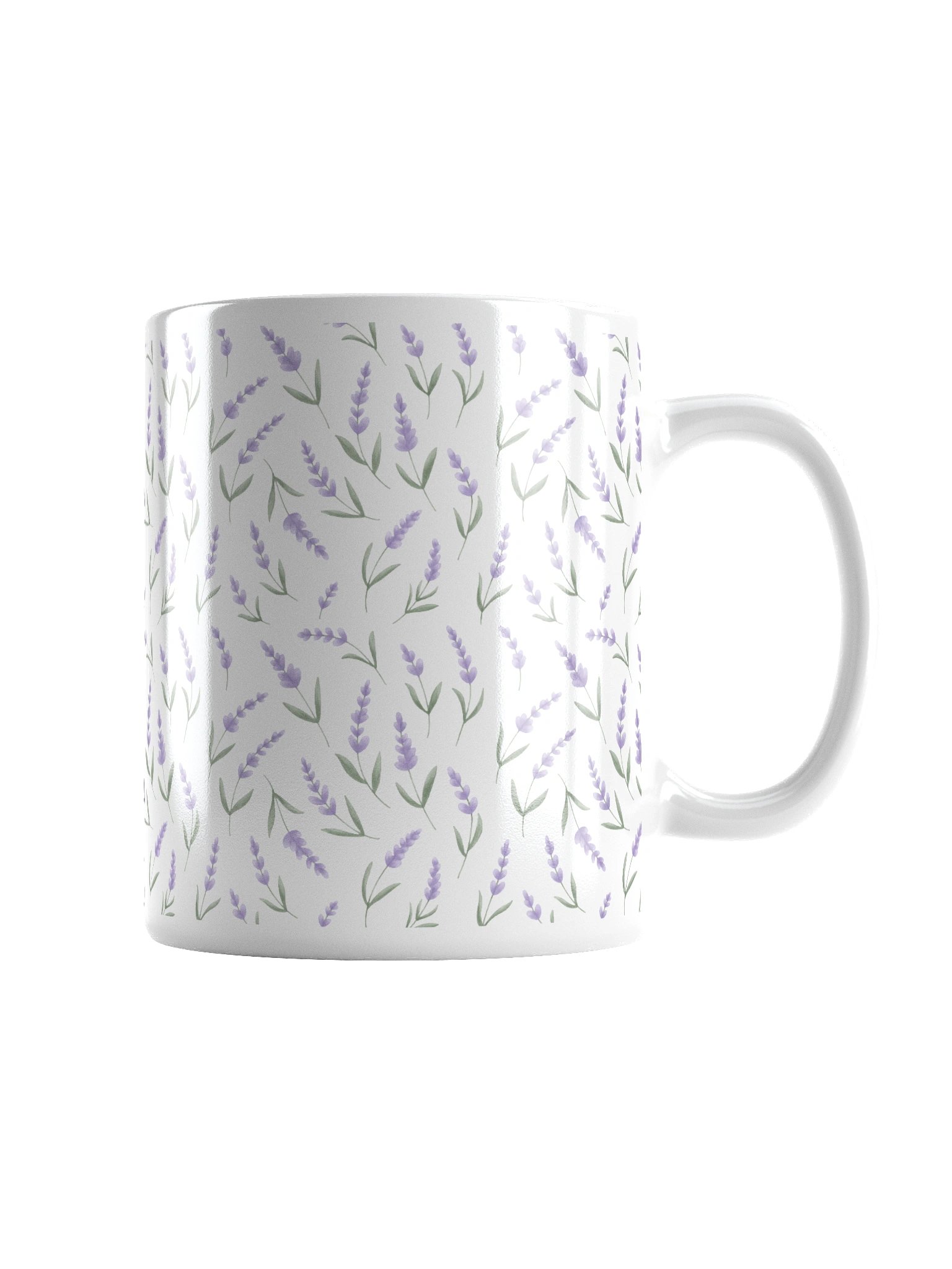 White glossy mug withl avender pattern product image (2)
