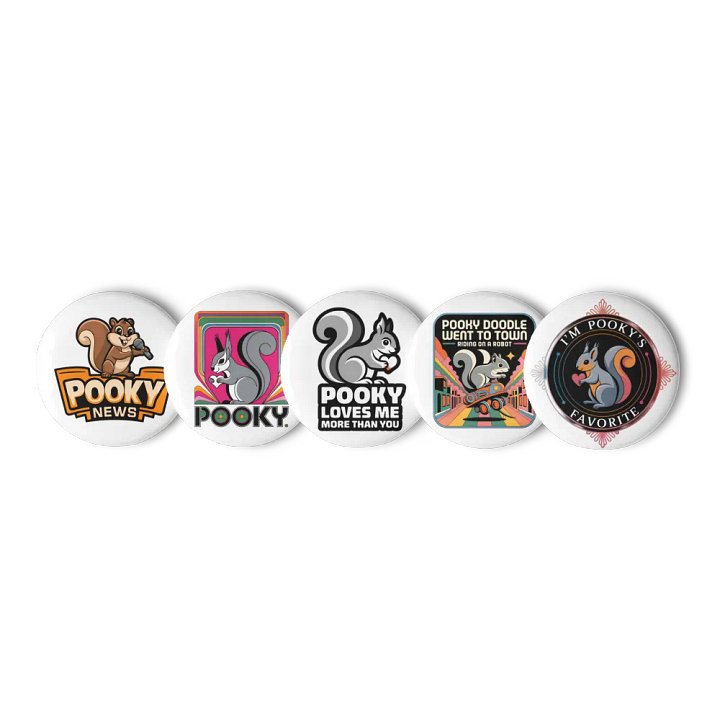 Original Pooky Artwork Buttons: Set of Five -z product image (1)
