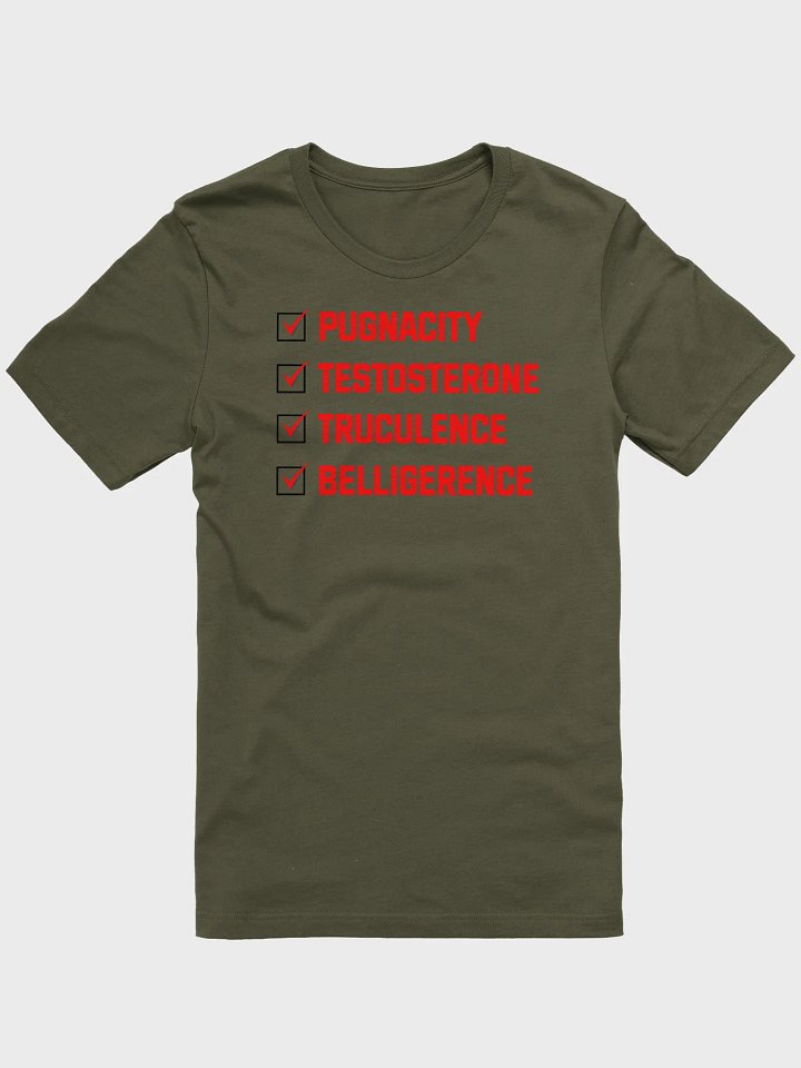 Funny Hockey T-Shirt – Pugnacity, Testosterone, Truculence, Belligerence – Gritty Hockey Shirt for Men – Gift for Hockey Players & Enforcers product image (1)