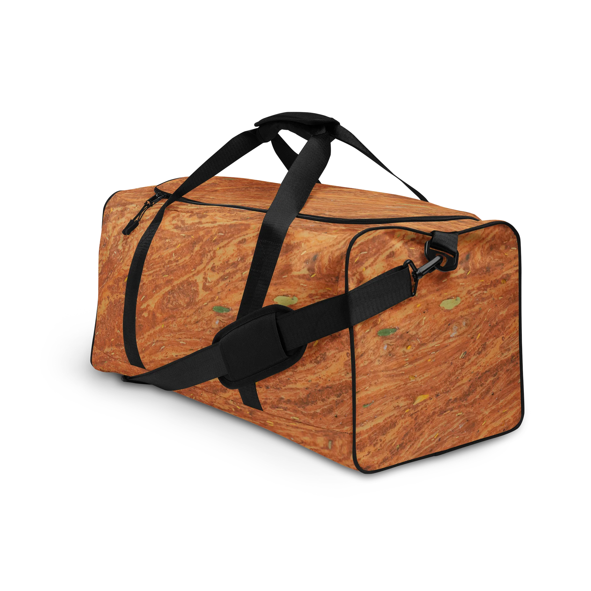 Terracotta Tea — All-Over Print Warm Rust & Leaf Duffle Bag product image (3)