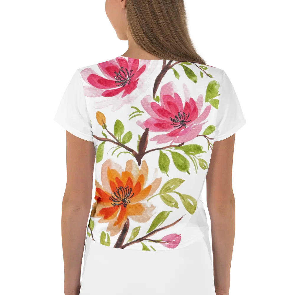 Watercolor Blossom All-Over Print Crop Tee product image (4)