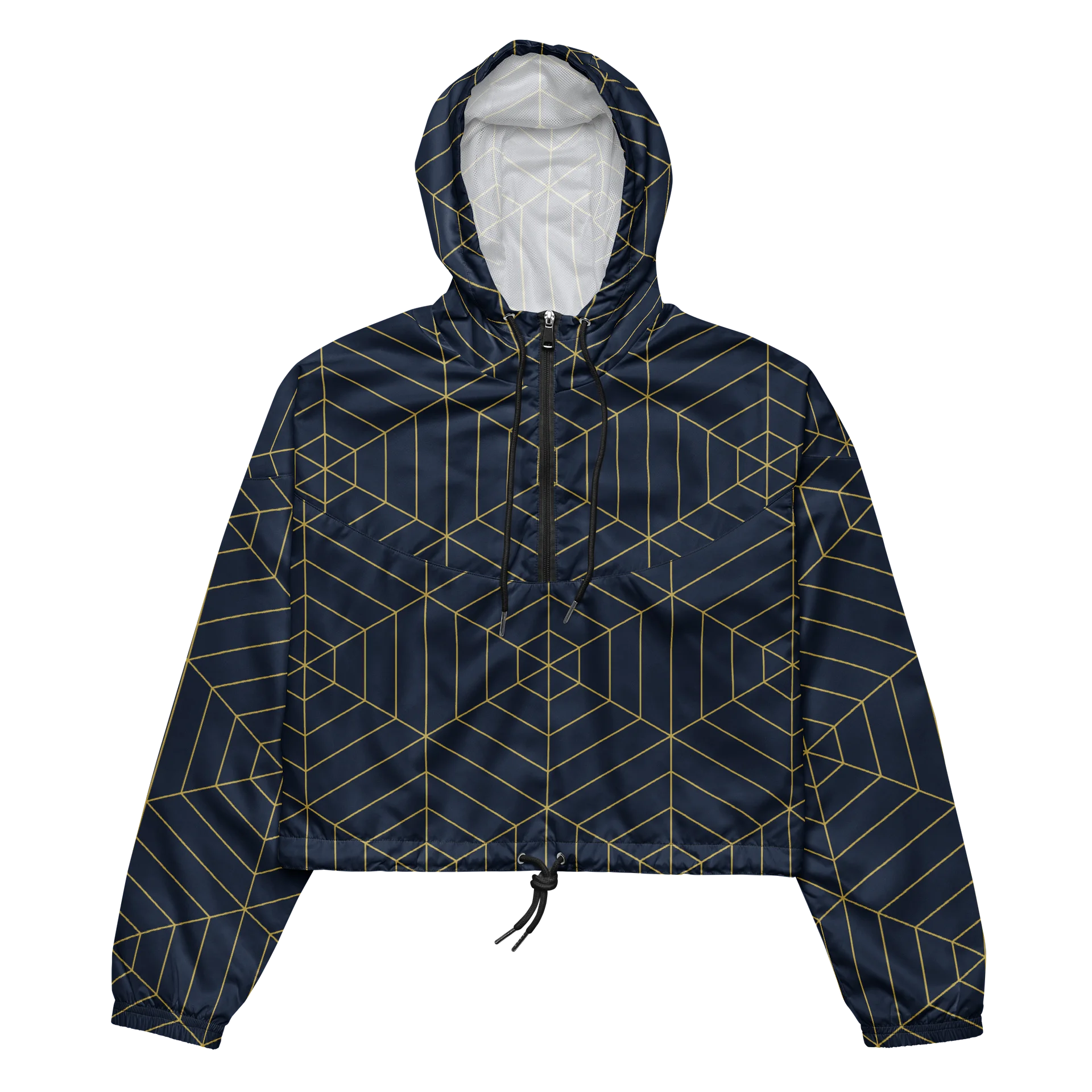 Geometric Gold Grid Cropped Windbreaker product image (2)
