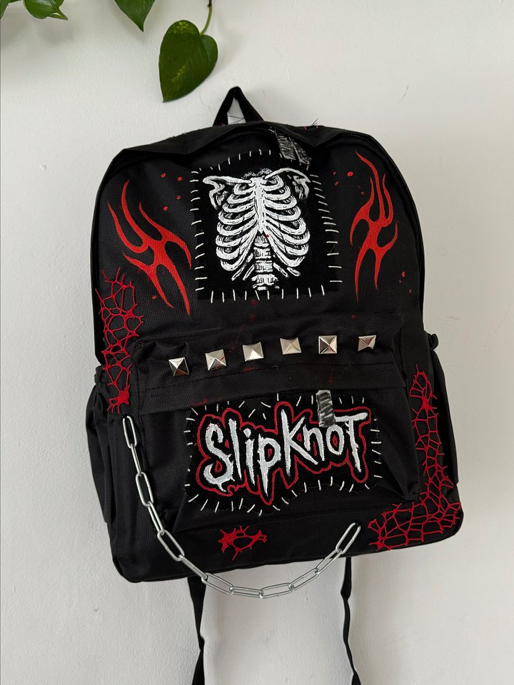 🖤 Custom "Metal Titans" Hand-Painted Patch Backpack -Made to order product image (1)
