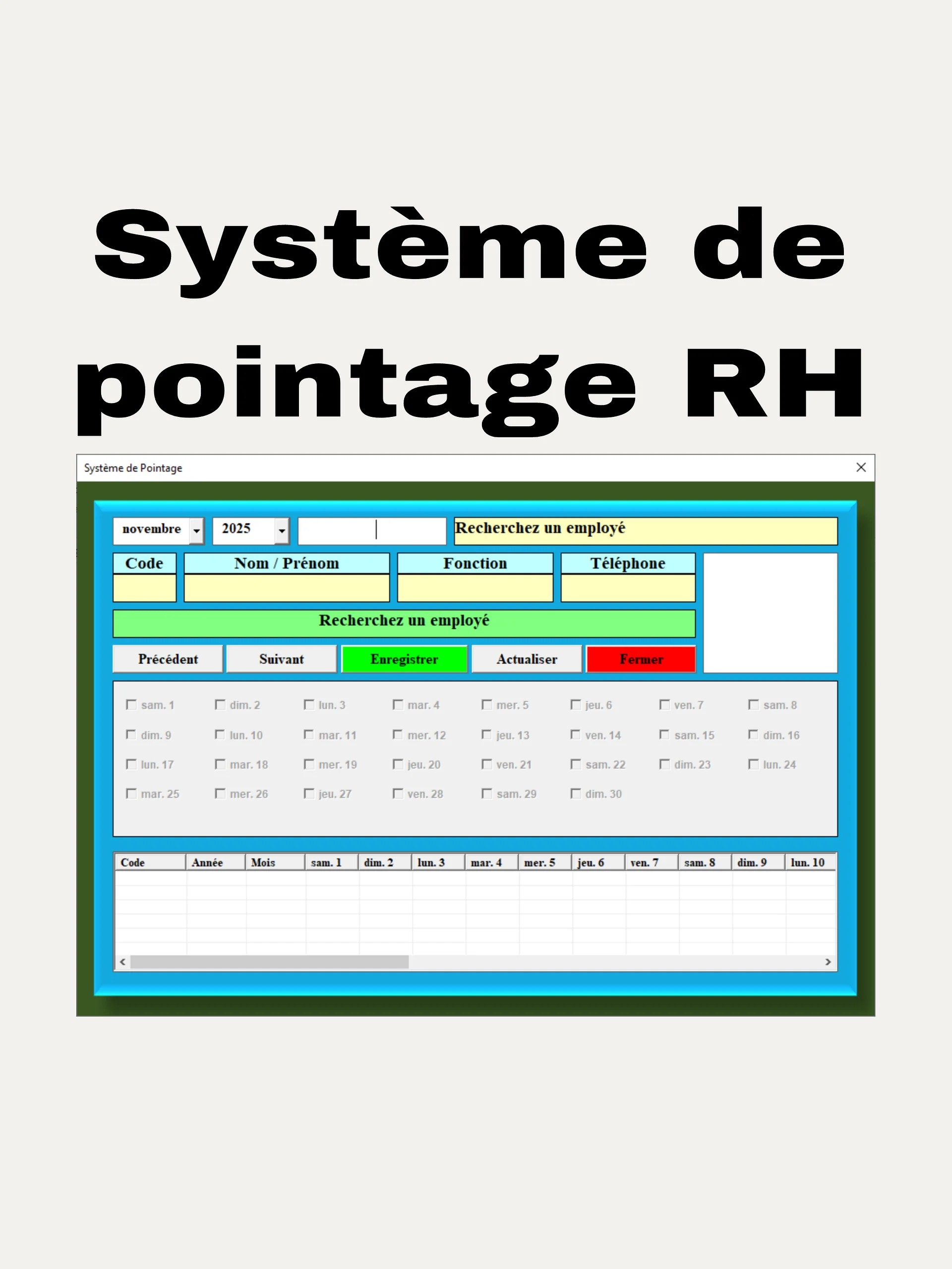 application de pointage RH sur excel product image (3)