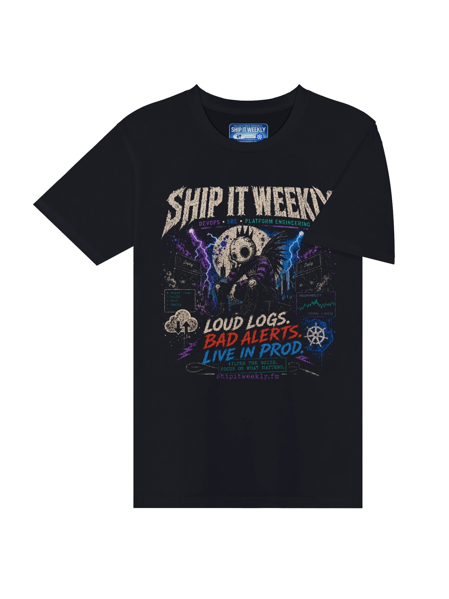 Loud Logs, Bad Alerts, Live in Prod | Ship It Weekly DevOps Tee product image (12)