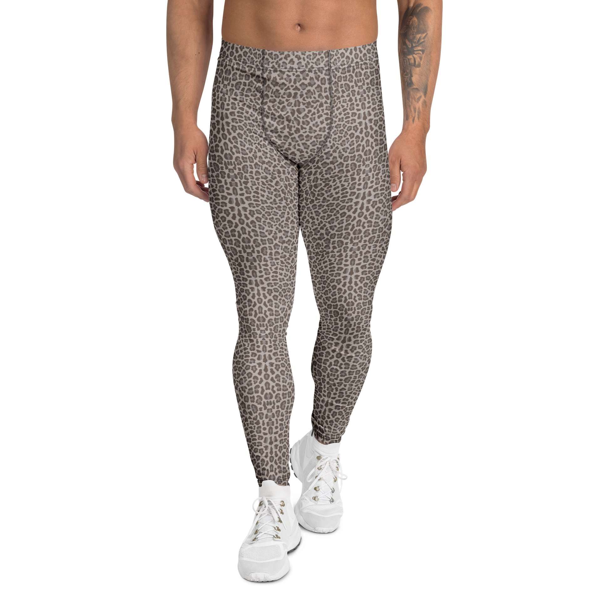 Athletic Men's Leggings Bold Brown Leopard Print product image (1)