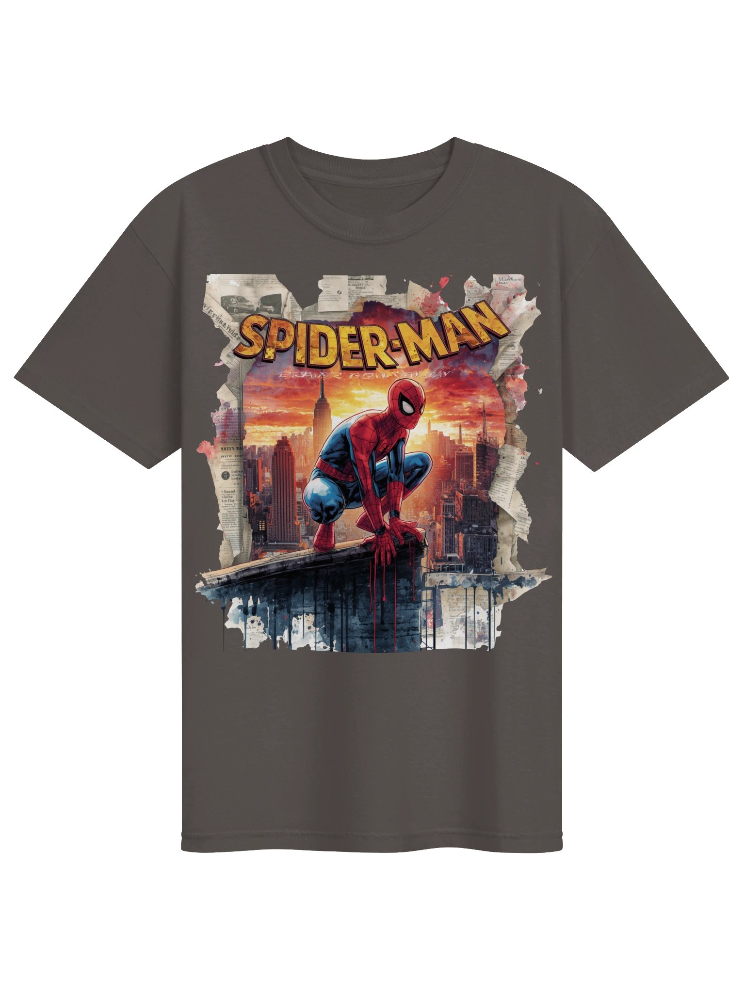 Vintage Spider-Man Rooftop T-Shirt | Dark Streetwear Marvel Graphic Tee product image (4)