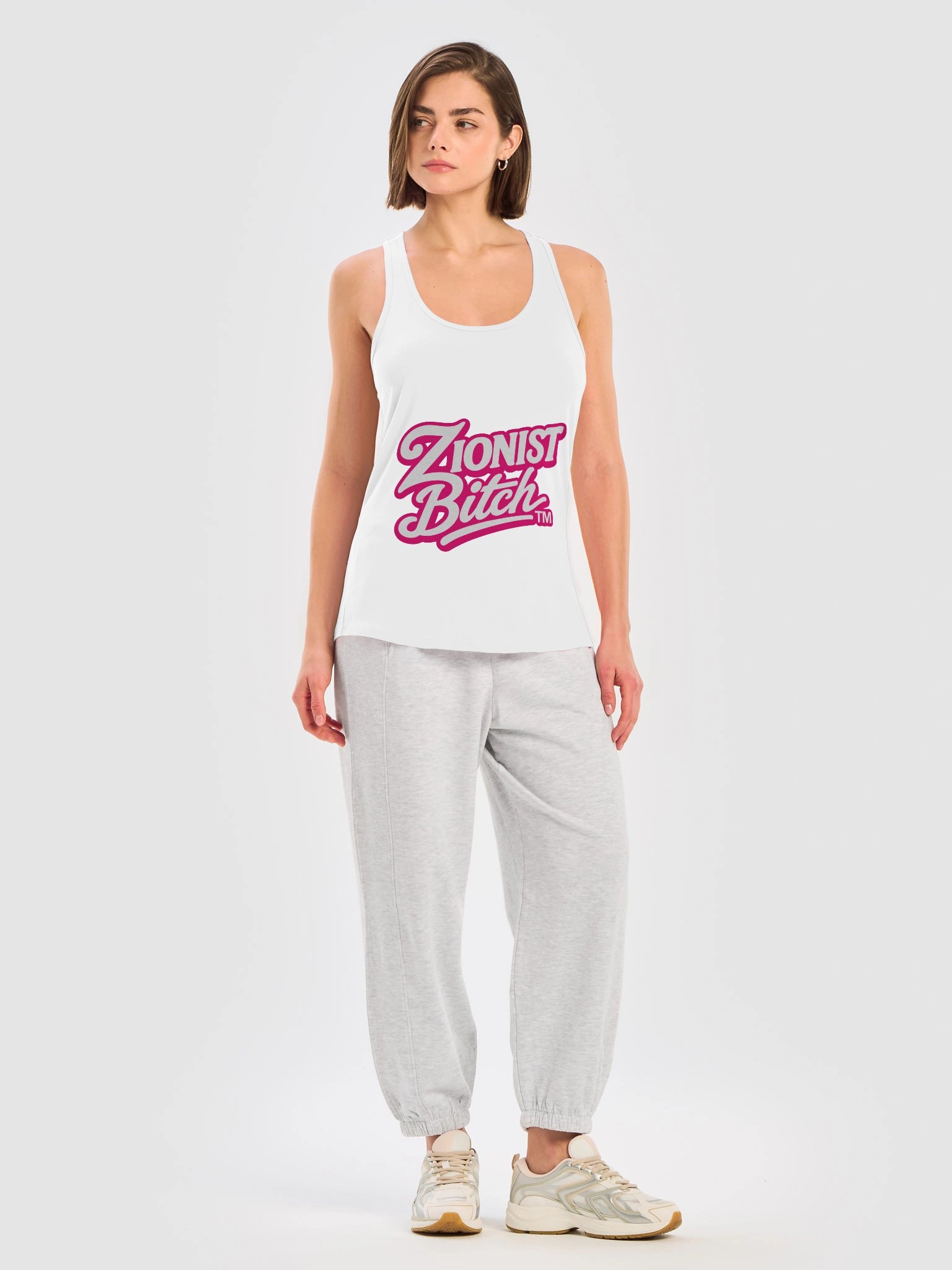 Zionist Bitch Script Tank (White) product image (5)