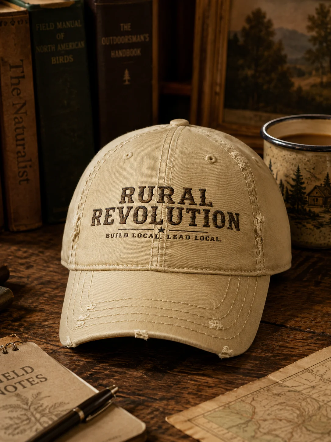 Rural Revolution “Build Local. Lead Local.” Distressed Dad Hat product image (1)