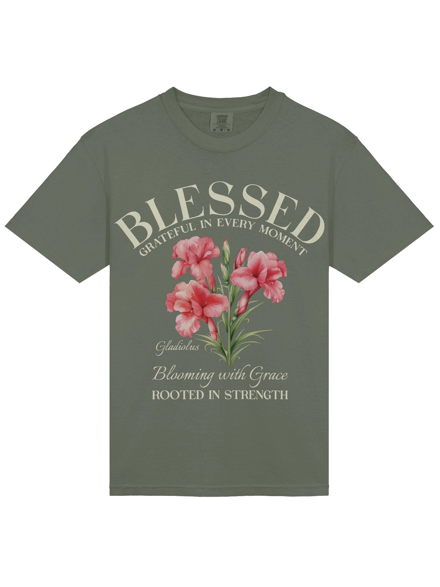 August Blessed Gladiolus Flower Shirt – Blooming with Grace, Rooted in Strength Graphic Tee product image (7)